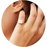 Funcok Personalized Sterling Silver Engraved Square Custom Name Roman Numeral Rings Jewelry