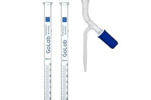 GoLab Laboratory Premium Calibrated borosilicate 3.3 glass Burette 25ml Capacity for with Rotaflow laboratory and science ind