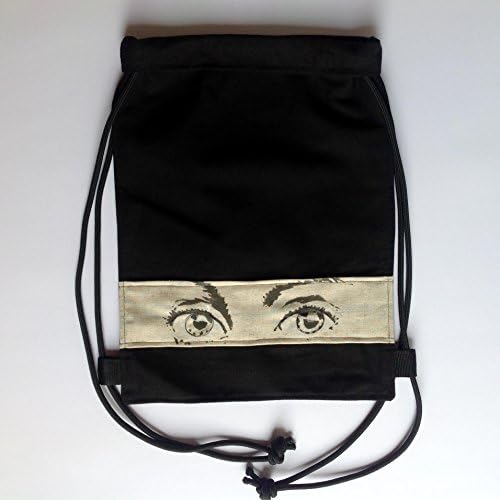 black emotional eyes sports bag/ cool teenage sports racksack bag/ vegan Drawstring Bag Backpack Swim School bag/ gift for women girls