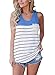 Chvity Women's Crochet Pocket Color Block Sleeveless T-shirts Racerback Tank Tops (XL, Blue)