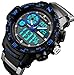 FANMIS Men's Military Digital Wrist Watches Multi-Function 50M Waterproof Dual Time Countdown Alarm Stopwatch Sports Watch (S Blue)