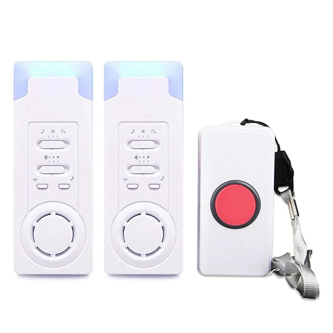 ALEENFOON Haus Wireless Mobiler Alarm Notruf Knopf Pflegeruf-Set Hausnotruf Panikalarm Funkalarm für Pflegebedürftige Geduldi