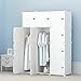 KOUSI Portable Clothes Closet Clothing Storage Plastic Dresser Shelves Armoire Wardrobe Moving Boxes Rack Bins Shelf Closet for Bedroom Organizers and Storage, White, 6 Cubes 2 Hanging Sections