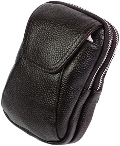 KUAISUF Men Genuine Leather Cowhide Phone Case Belt Pouch Purse Pack Waist Bag Cigarette Case Coffee