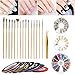 Nail Art Set, ETEREAUTY Nail Art Kit 15pcs Nail Art Brush, 30 Rolls of Striping Tape Gold Tweezer Gold and Silver Studs Decorations Nail Rhinestones Gold Nail Art Studs