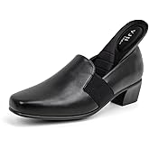 VJH confort Women's Dress Pumps Chunky Heel Loafers Slip On Square Toe Comfortable Work Shoes Lightweight