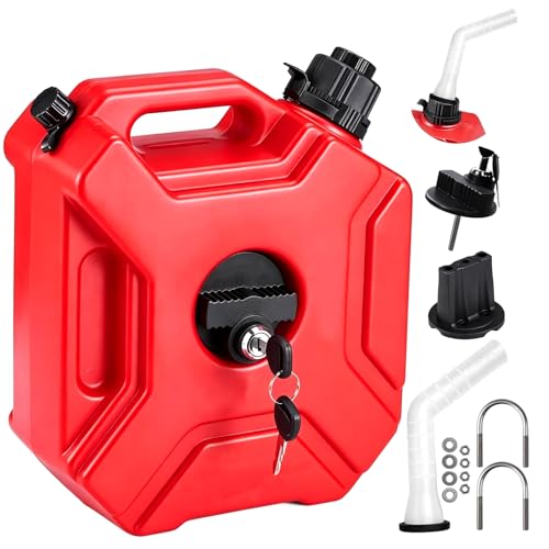 Bidón de Gasolina 5 Litros, Bidón de Gasolina para Moto, 5L Tanque de 1.3 Galones Contenedor de Gas Portátil, Con Cerradura y Llave
