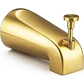 Tub Spout with Diverter, Brushed Gold Slip On Bathtub Spout Fits 1/2'' Copper Tube(5/8'' Dia), Bathroom Tub Faucet with Hex W