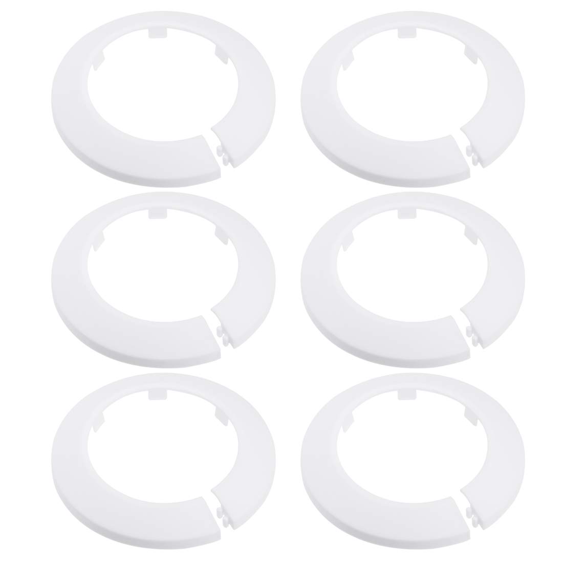 sourcing map 75mm Pipe Cover Decoration PP Plastic Water Pipe Escutcheon White 6pcs