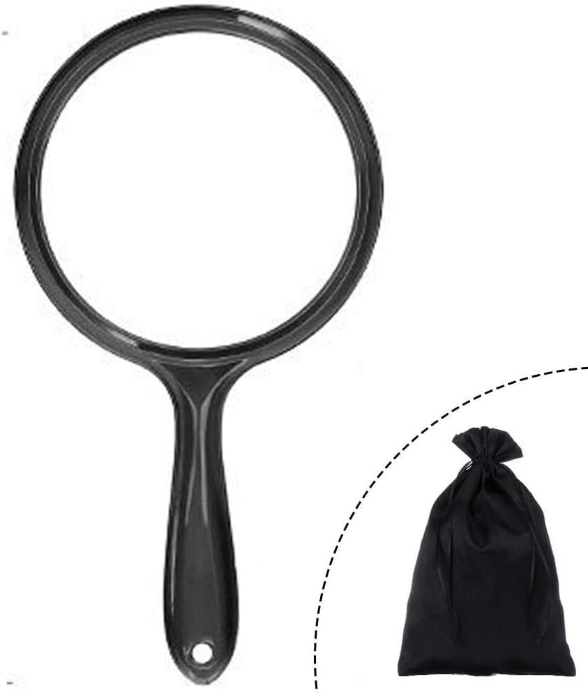 Aestivate Double-Sided Magnifying Makeup Hand Mirror, 3X 1x Large Travel Handheld Mirror Cosmetic Mirror Acrylic Round Handy Clear Finish (Black): Furniture & Decor