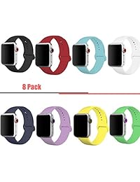 Joanne 8 unidades correa para Apple Watch de 38 mm., correa de deporte de silicona pulsera de repuesto para Apple Watch Series 3, Series 2, Series 1, Deporte y Edition, hombre mujer, S M, M L tamaño