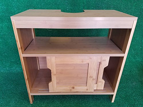 EVIDECO Non Pedestal Under Sink Storage Vanity Cabinet MAHE Bamboo - Thumbnail 2