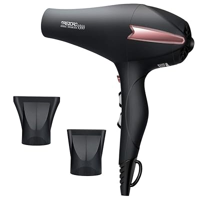 Professional Ionic Salon Hair Dryer, Powerful 2200 watt Ceramic Tourmaline Blow Dryer, Pro Ion quiet Hairdryer with 2 Concentrator Nozzle Attachments - Best Soft Touch Body/Black&amp; Rose Gold