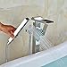 Zovajonia Waterfall Spout Bathtub Shower Faucet Floor Mounted Mixer Tap Free Standing Tub Filler with Hand Shower,Chrome Finish