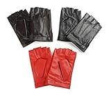 Ambesi Women's Traditional Half Finger Nappa Leahter Driving Gloves