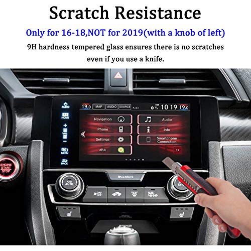 Only for 2016 2017 2018 Honda Civic,BUENNUS Tempered Glass Screen Protector for 10th Generation Honda Civic EX EX-L EX-T Touring Si Type R Hatchback 7-inch Ladder-Shaped GPS Cover Protective Film - Thumbnail 3