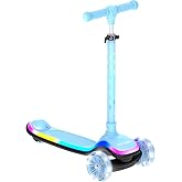 Hover-1 Chroma Folding Kick Scooter for Kids with Multicolor Wheel Lights, 3&rdquo; Front Wheels, Rear Foot Brake, and 110 LB Weight Capacity