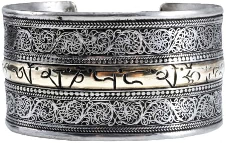 Tibetan Om Mani Padme Hum Yoga Meditation Mantra Cuff Bracelet