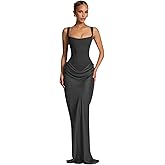 HYKDC Square Neck Corset Satin Prom Dresses Mermaid Pleated Long Ball Gown Formal Evening Dresses for Women