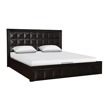 HomeTown Imperial Solid Wood Bed with Hydraulic Storage - King Size, Walnut