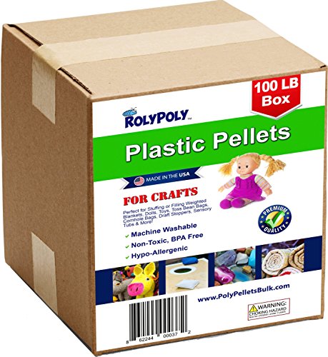 Poly Plastic Pellets Bulk (100LB Box) Premium USA-Made for Weighted Blankets, Rock Tumblers, Stuffing/Filling Dolls, Crafts, Cross Fit Bags, Rifle Bags, Lap Pads, Sensory Toys