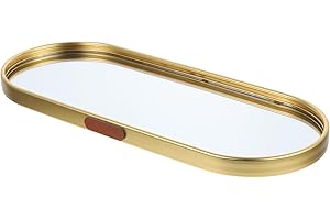 COOPHYA Gold Mirror Jewelry Tray 30x12cm Decorative Dresser Serving Tray for Makeup and Perfume Storage