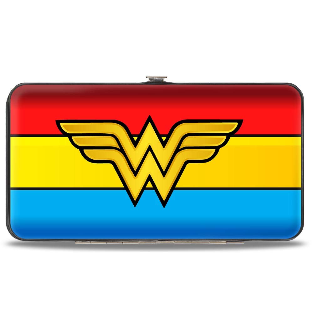Buckle-Down - Wallet Hinge Wallet - Wonder Woman 2017 Icon/Stripe Red/Golds/Blue womens girls