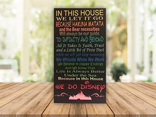 In this house, we do Disney - 12"x24" wood sign