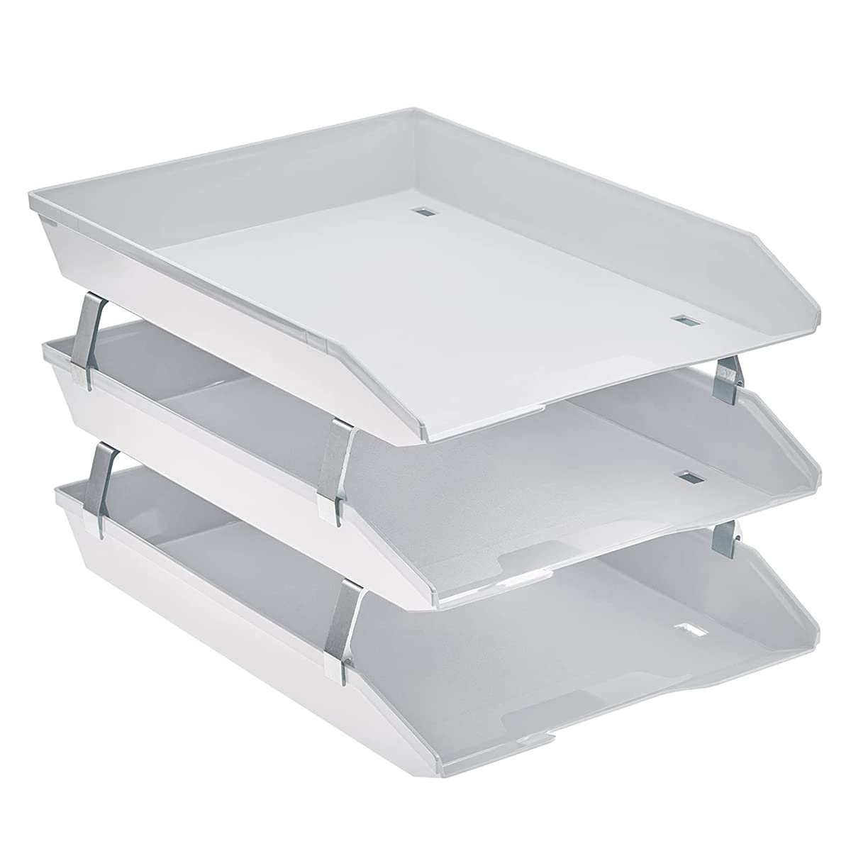Acrimet Facility 3 Tier Letter Tray, Front Load, Letter Size/A4, Desktop File Organizer, Plastic (White Color)