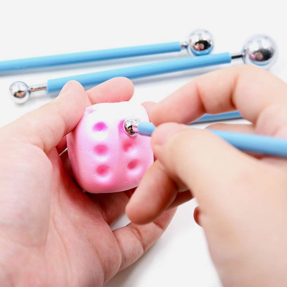 Sugarcraft Tools 4 PCS con 8 Dimensioni Metal Ball per Fondant Torta all\'Argilla Strumenti per Modellare la Decorazione a Fiore