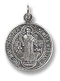3pc St. Benedict Exorcism Medal. Our Silver Oxidized Saints Medals Come on a Convenient Jump Ring, Ready for a Stainless Steel Chain. -- Oxidized Silver -- 3/4" H. Lay Catholics Are Not Permitted to Perform Exorcisms but They Can Use the Saint Benedi