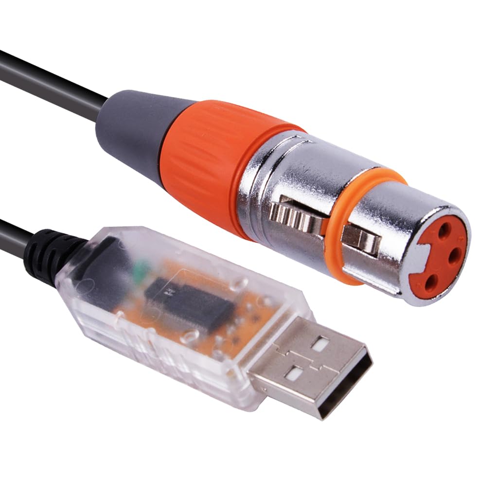 Mendouconert Stage Lighting Equipment Coniy for SGM Freestyler Downloadtroller Cable DMX Control Cable USB RS485 XLR DMX512 Cable (16ft)