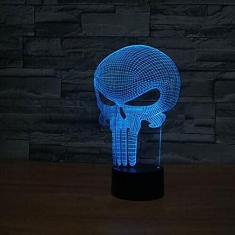 3d Punisher Skull Halloween Bedroom Lamp Touch 7 Color Change Night Light Led Desk Table Light Lamp Home Decor Amazon Com