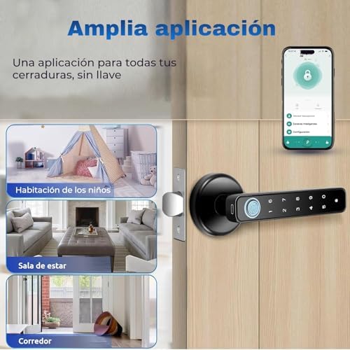 Fechadura Inteligente por Impressões Digitais, Fechadura Eletrónica 6 em 1, Aplicação Tuya, Cartão IC, NFC, Impressão Digital, Palavra-passe Digital, Chave Mecânica
