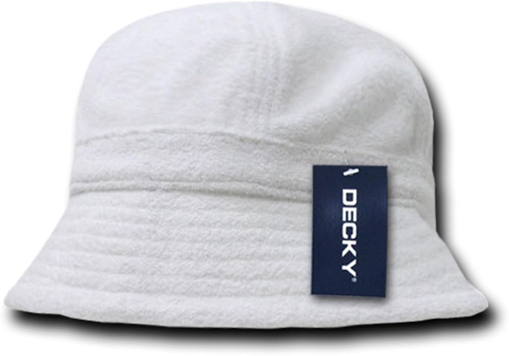 DECKY Standard Terry Bucket Hats, White, One Size Fits Most