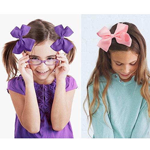 30 Pcs Baby Girl 4.5'' Ribbon Boutique Hair Bows Clips with 15 Colors in Pairs