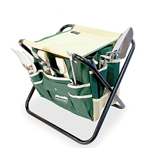 GardenHOME one Folding Stool Bag and 5 Garden Tool Set All, HR1913 (Renewed)