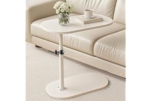 C Shaped End Table, Side Table for Sofa, End Table for Living Room, Adjustable Height TV Tray, Swivel Couch Side Table That S