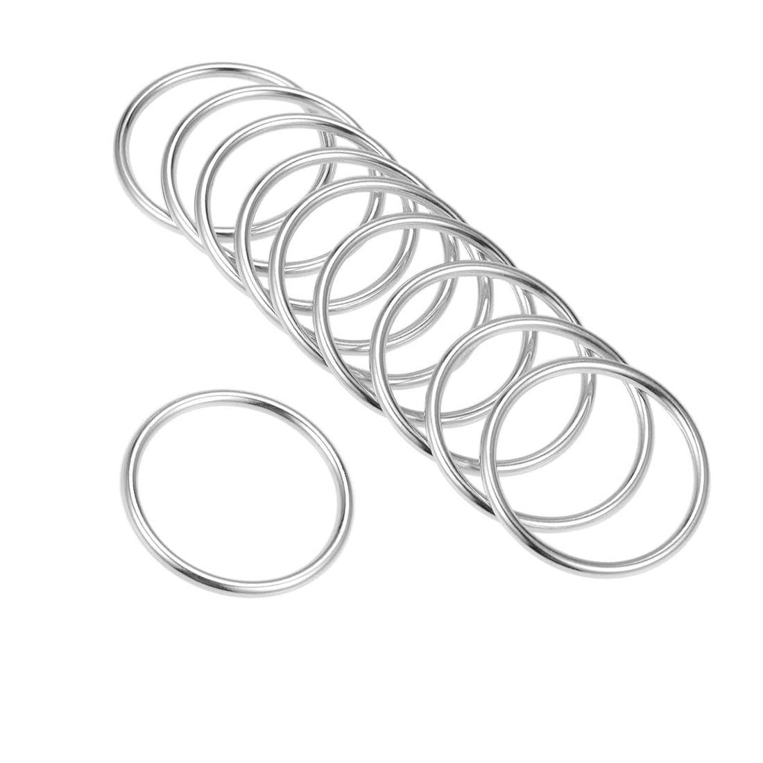 Unifizz Zinc Alloy O Rings 35mm(1.4") ID 3mm Thick Multi-Purpose Welded O Buckles for Bag Straps Belts Macrame Pet Leashes DIY Crafts Silver 10pcs