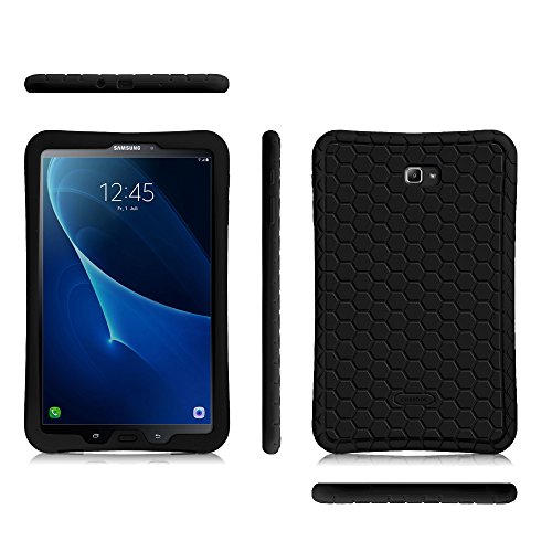Fintie Samsung Galaxy Tab A 10.1 Case, [Honey Comb Series] Light Weight Shock Proof Silicone Cover [Anti Slip] [Kids Friendly] for Tab A 10.1 Inch (NO S Pen Version SM-T580/T585/T587) Tablet, Black