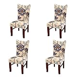 Jiuhong Stretch Removable Washable Short Dining Chair Protector Cover Slipcover, Style 01, 4 Pack