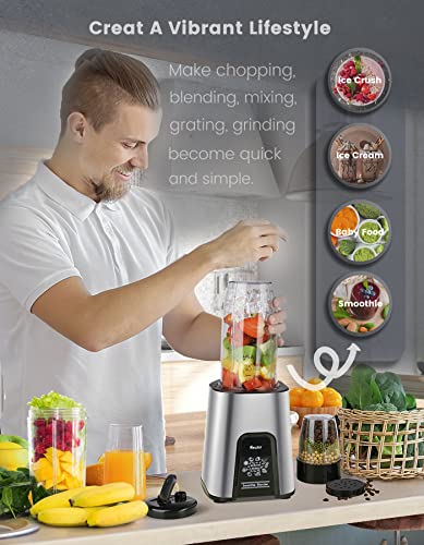 VEWIOR 850W Smoothie Bullet Blender for Shakes and Smoothies, 12 Pieces Personal Blenders for Kitchen with 6 Fins Blender Blade, Smoothie Blender with 2 * 23 oz To-Go Cups BPA Free