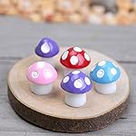 Datingday 10 Pcs Cute Mini Mushroom Fairy Garden Ornament Faries Miniature Plant Pots Dollhouse (Random Colors)