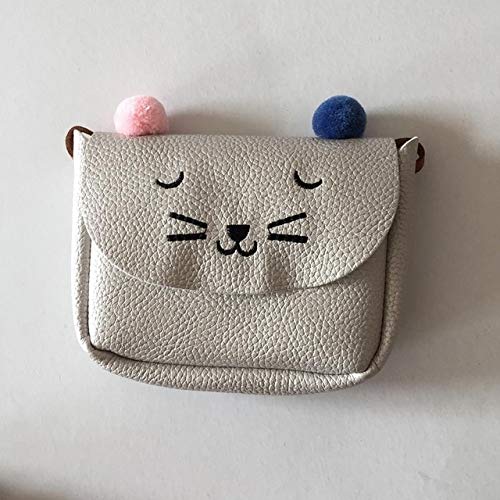 Cute Children Girls Tassel Small Cat Shoulder Messenger Bag Mini Coin Purses PU Leather Handbags Wallet Gift For Kids - Beige