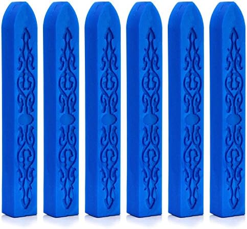 Fanceeast 6PCS Manuscript Flower Seal Wax Sticks for Envelope Wedding invitation Decoration (Royal Blue)