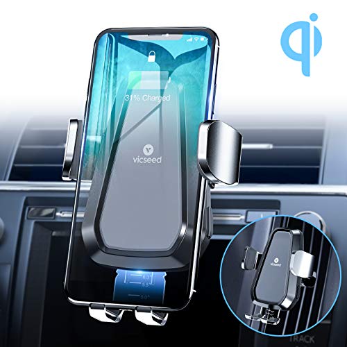 VICSEED Wireless Car Charger Mount, 2019 Newest Auto-Clamping Car Phone Holder, CD Slot & Air Vent Qi Fast Wireless Car Charger for iPhone 11 Xs Max Xs Xr 8 8 Plus, Samsung Galaxy Note 10 S9 Plus S8