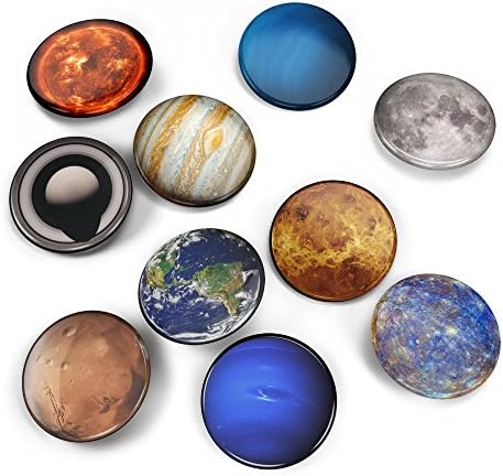 Beautiful 10 astronomy pin button set: the solar system planets, the sun and the moon