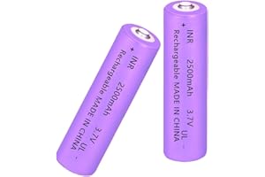 Yuntunele Replacement Battery for 18650 Rechargeable Battery 3.7 Volt Battery High Capacity Genuine18650 Button Top Flashlight Battery for Headlamps, Doorbells, Handhold Fan etc Purple