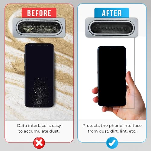 PortPlugs USB-C Dust Plugs & Headphone Jack Protectors for Samsung, Android, MacBooks, Laptops & Tablets – Type-C Charging Ports – Includes Cleaning Brush – Black (10 Pairs)