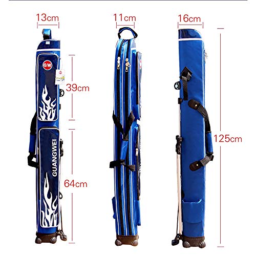 Angelrute Tasche mit großem Fassungsvermögen, wasserdichte Außentasche mit Reißverschluss für Angeln 125X16X11CM Rot – Bild 7